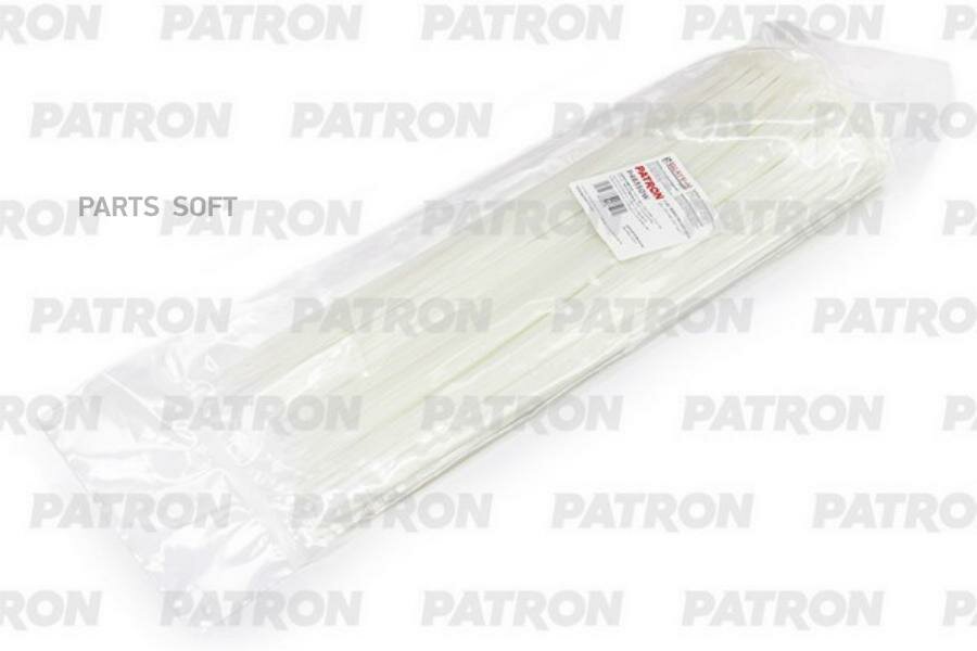 PATRON P48350W Комплект пластиковых хомутов 4.8 х 350 мм, 100 шт, нейлон, белые P48350W
