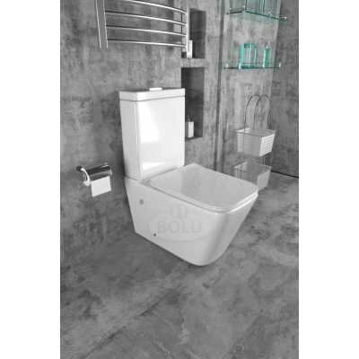 фото Напольный унитаз компакт Bolu T-2021 безободковый с сиденьем с микролифтом