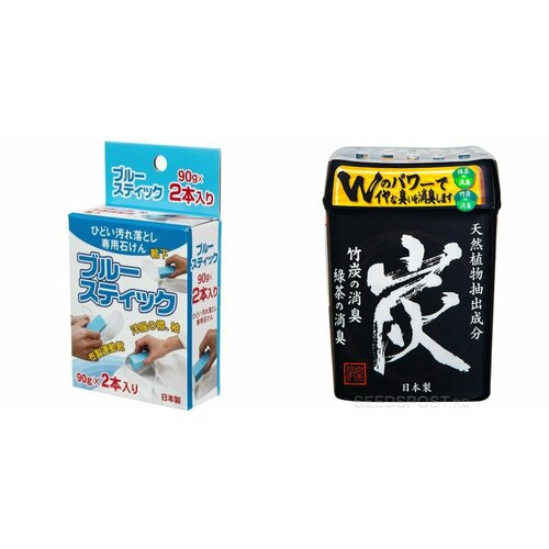 Nagara Набор Пятновыводитель Стик Blue 2 шт и Поглотитель запахов с бамбуковым углем и зеленым чаем 320 гр 1516₽