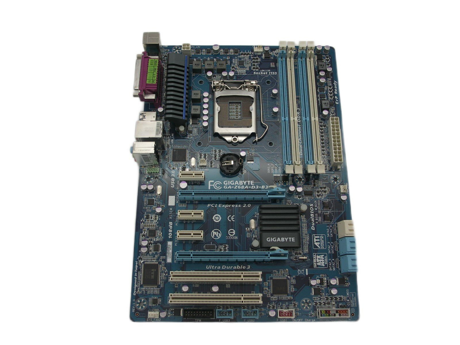 Материнская плата S-1155 Gigabyte GA-Z68A-D3-B3 Rev:1.0 (2xPCI-Ex16/4xDDR3/LAN/Sb/ATX)