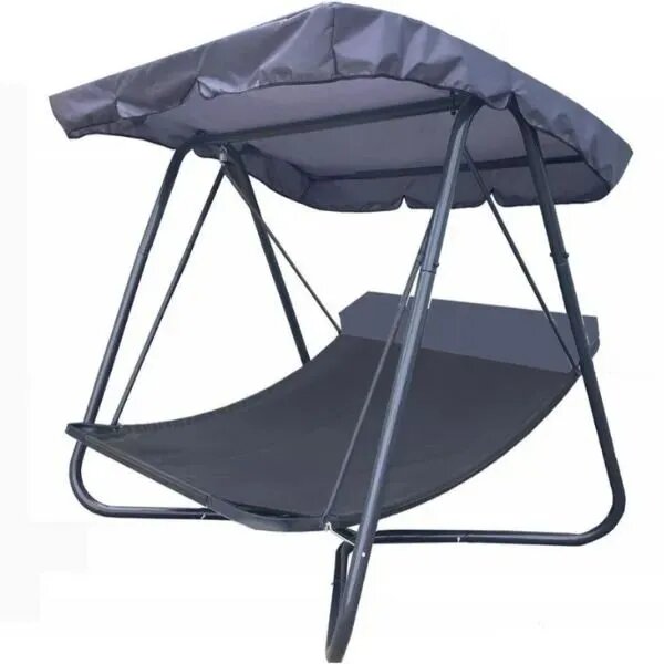 фото Качели садовые шезлонг 2-х местные Дарси, каркас графит/серый