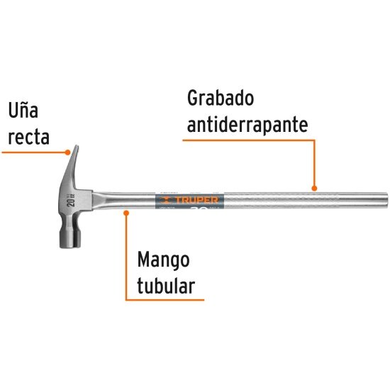 Truper Молоток-гвоздодер металлическая ручка, 33 см, MTR-20 16703