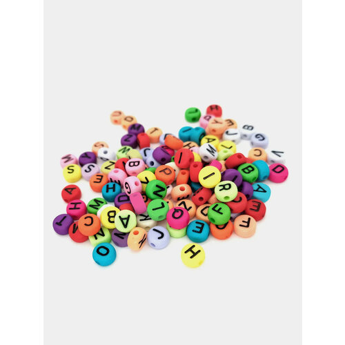 Бусины с буквами круглые, английские буквы, сердечки, смайлики бусины квадратные с буквами 6 мм английские буквы