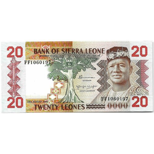 Банкнота 20 леоне 1982 Сьерра-Леоне сьерра леоне 5000 леоне 2002 г сенгбе пье плотина бумбуна unc
