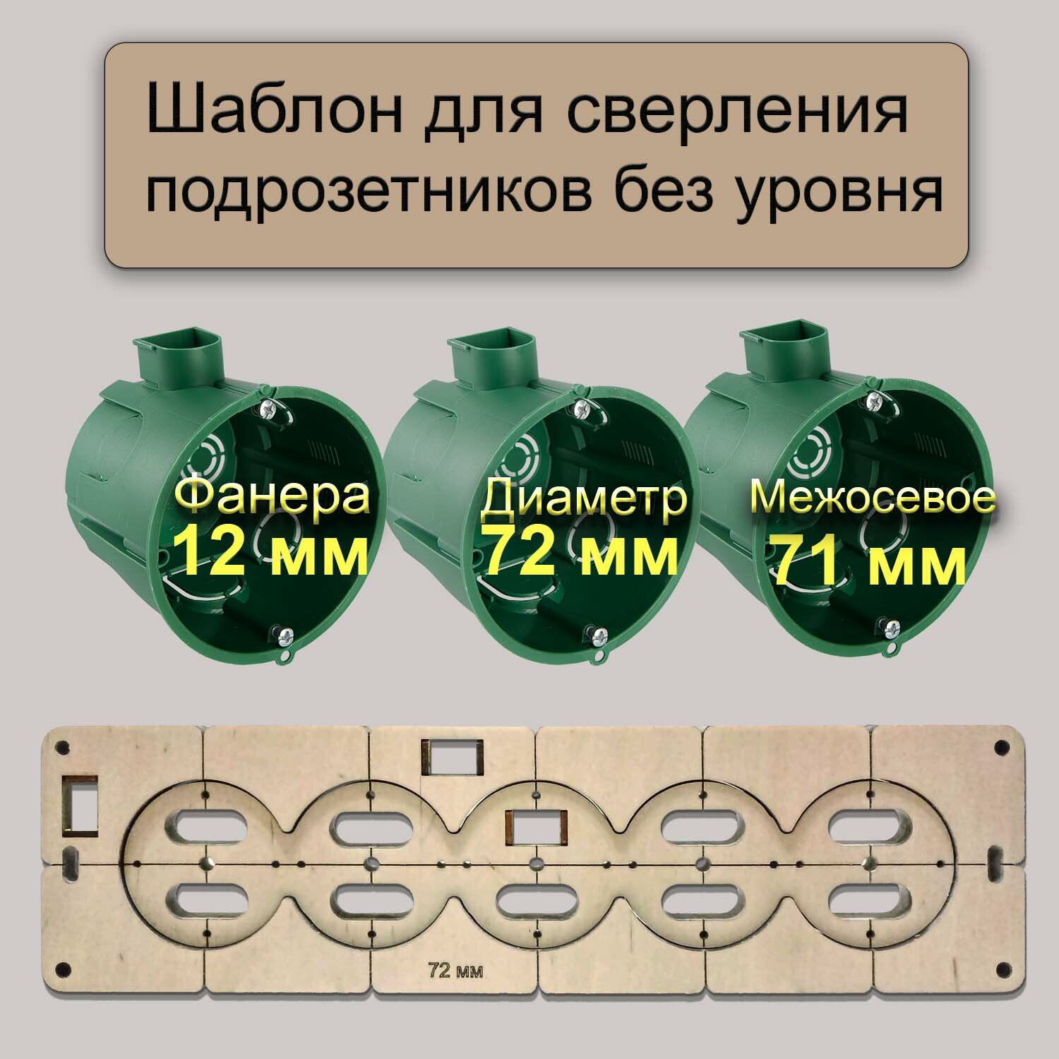 Шаблон для 3 подрозетников без уровня