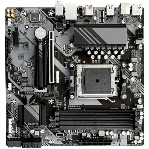 Материнская плата Gigabyte B650M K Socket-AM5 AMD B650 4xDDR5 4xSATA3 RAID 2xM2 1xPCI-E16x 1xUSB32 1xUSB32 Type C DP HDMI 25Glan mATX Ret 2321500₽