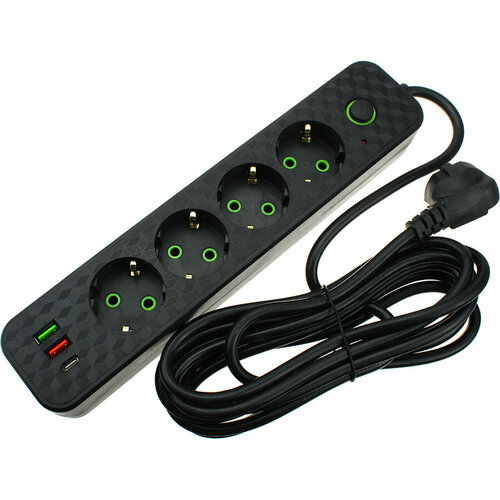 Сетевой фильтр 4 розетки 3 метра 2USBG TypeCG OS-2604 736₽