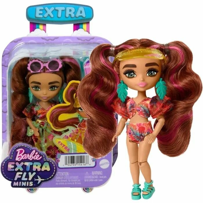 Кукла-путешественница Barbie Extra Minis в пляжной одежде, Barbie Extra Fly