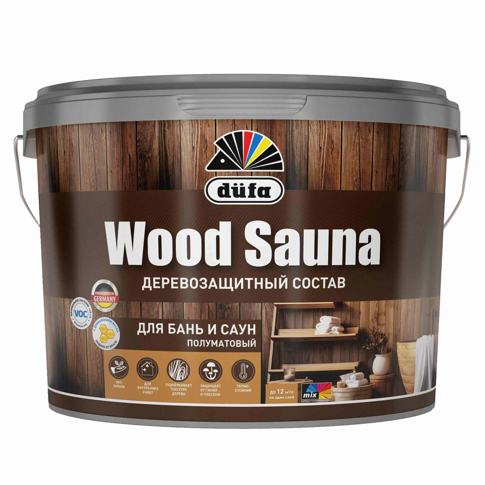 фото Древозащитный состав для бань и саун Dufa Wood Sauna полуматовый (0,9л)