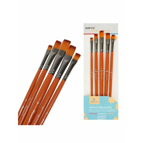 Набор кистей синтетика плоские 2 4 6 8 10 664₽