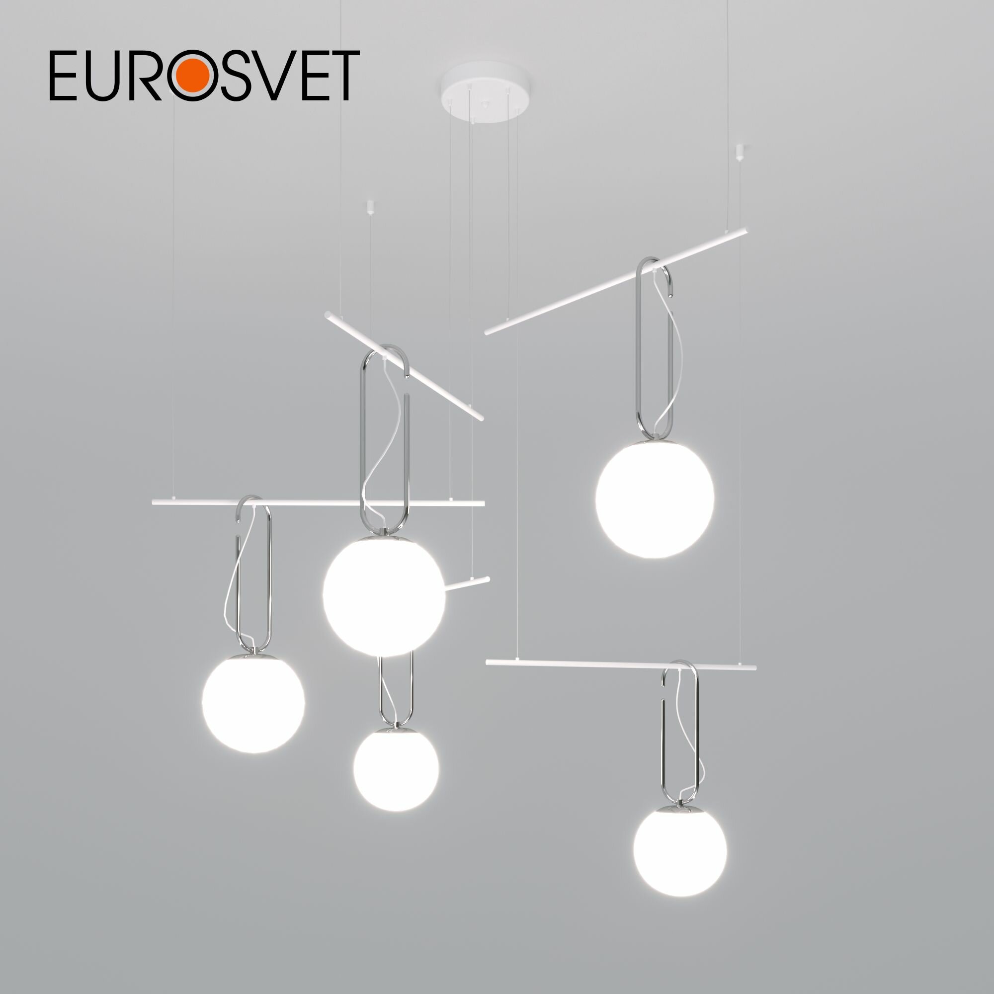 Люстра / Подвесной светильник Eurosvet Riche 70143/5, 5 ламп, цвет белый / хром
