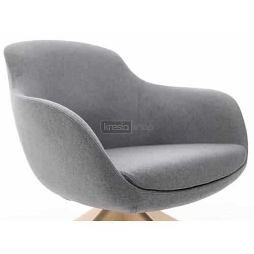 Конференц-кресло Noble Wood NOBLE L21 WM 160 natural крутящиеся деревянная крестовина, серая ткань