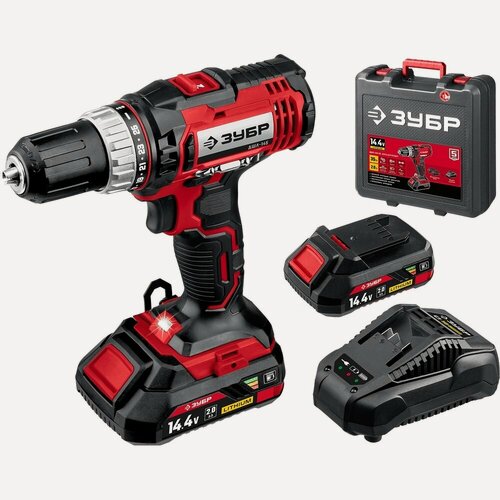 Изображение товара Дрель-шуруповерт, 2 АКБ (2 Ач), 14.4В, в кейсе серия мастер ЗУБР ДШЛ-145-22