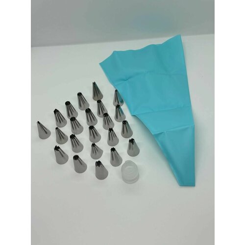 Набор кондитерских насадок с кондитерским мешком 22 шт фиксатор для насадки 1 шт 480₽