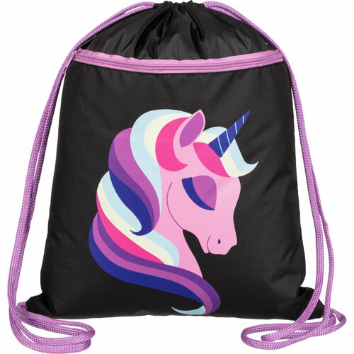 Мешок для обуви Комус Класс Единорог, черный , 360х470 мм, карман, МО-26-2