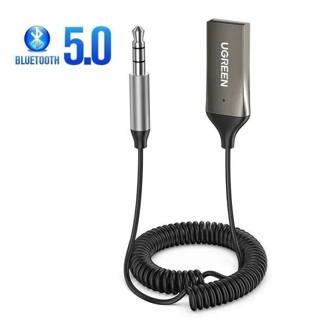 Bluetooth адаптер для автомобиля / UGREEN Car Bluetooth 5.0 ресивер CM309 USB-AUX 3,5 мм