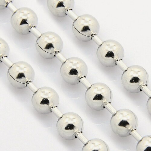 Изображение товара Цепочка отрезная (без замка), 6мм, с гальваническим покрытием, с шариками, базовый материал - нержавеющая сталь, без покрытия, 5 метров, катушка