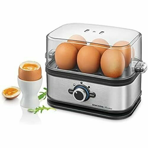 Электрическая яйцеварка Tescoma PRESIDENT из нержавеющей стали готовит до 6 яиц 3 точные программы приготовления простое управление и подача воды прочная и долговечная питание от сети 230 В 19085₽
