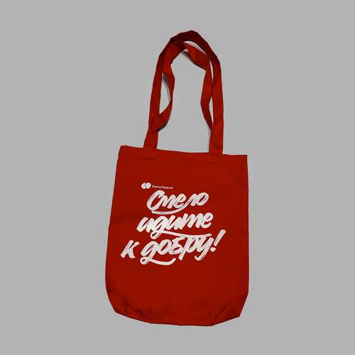 Сумка шоппер DonorSearch, фактура матовая, красный