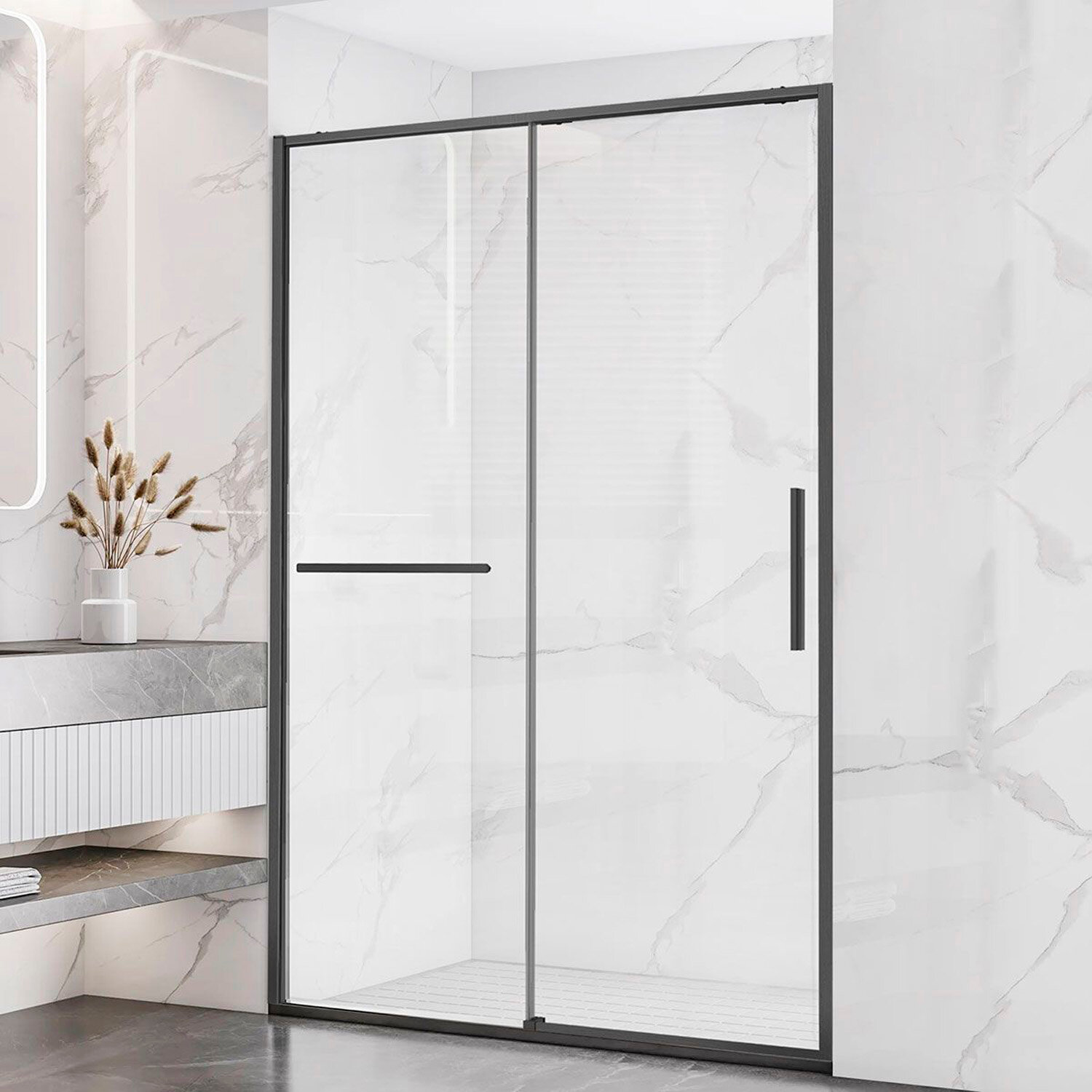 Душевая дверь Vincea Slim Soft VDS-1SS110CLGM 1100 вороненая сталь стекло прозрачное