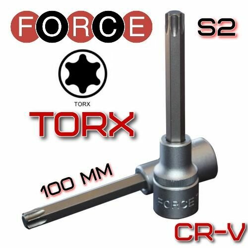 Головка-бита 1 2 звездочка - TORX торкс Т30  длинная 100 мм FORCE 34610030