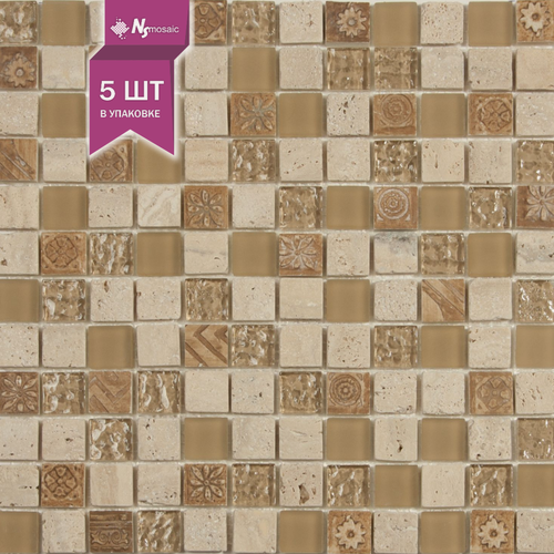 Изображение товара Мозаика стеклянная NSmosaic S-801, 298х298 мм, чип 23х23 мм, упаковка 5 шт