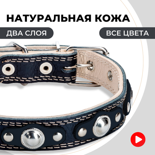 Ошейник кожаный для собак мелких и средних пород, двухслойный