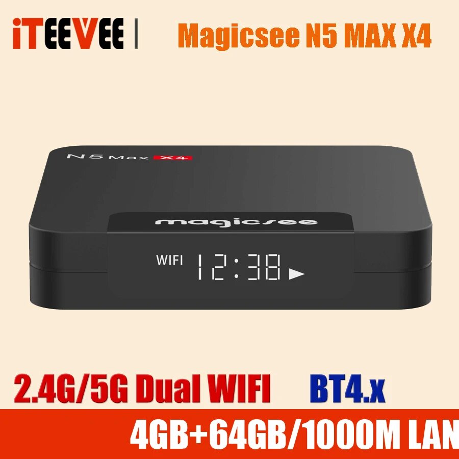 Телеприставка Magicsee N5 MAX X4 Amlogic S905X4 8K HDR, 4GB 64GB 1000M, Европейская