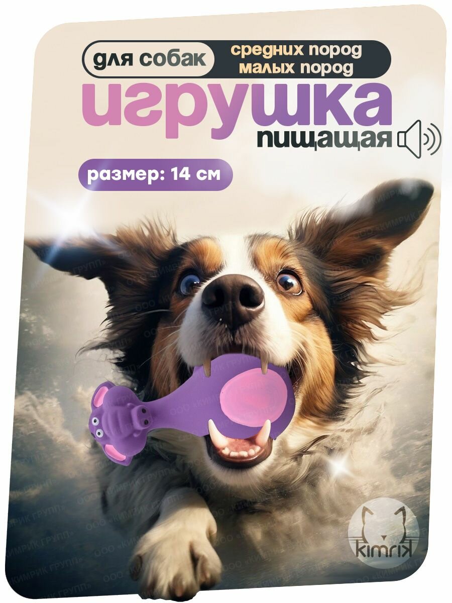 Игрушка пищалка жевательная для маленьких и средних собак из латекса для активных игр Kimrik