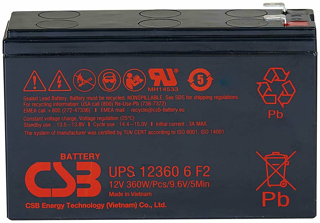 Аккумуляторная батарея для ИБП CSB UPS123606 F2 (12В 7.5Ач)