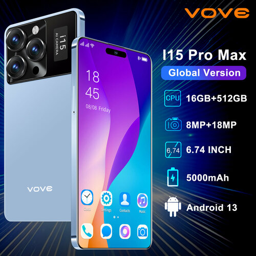 5 Смартфон i15 Pro Max 16 ГБ512 ГБ с поддержкой русского языка 8-ядерный 10090₽