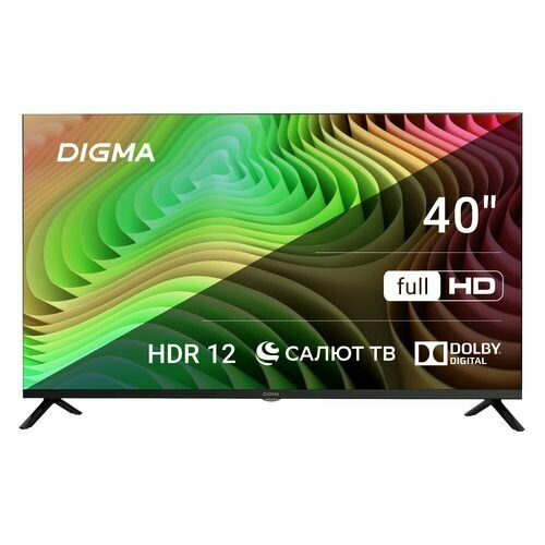 40" Телевизор Digma DM-LED40SBB36, FULL HD, черный, смарт ТВ, Салют ТВ ...