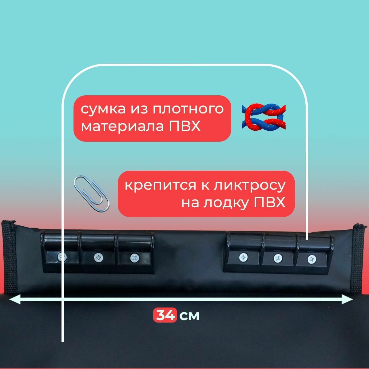 Сумка органайзер на ликтрос в лодку пвх с бутылкодержателем черная — фото 1