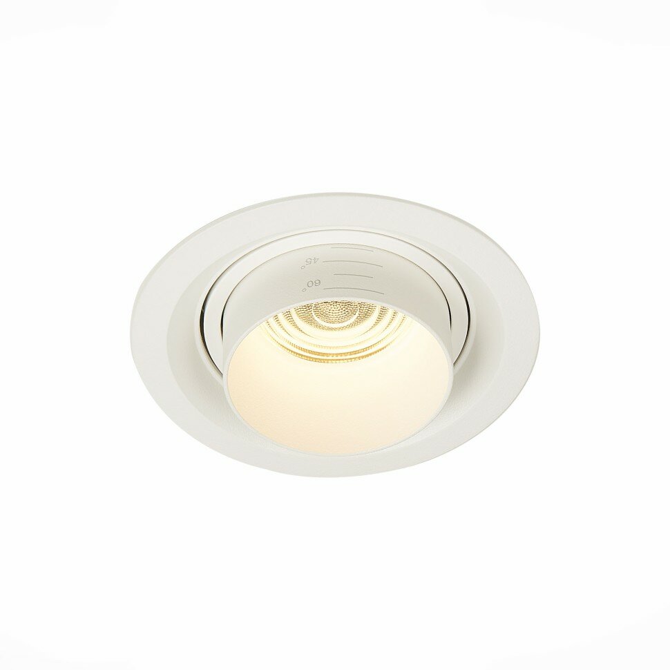 ST LUCE ST701.538.12 Св-к встр. Zoom Белый LED 1*12W 3000K 960Lm Ra90 15°-60° IP20 D115xH95 170-240V Встраиваемые светильники