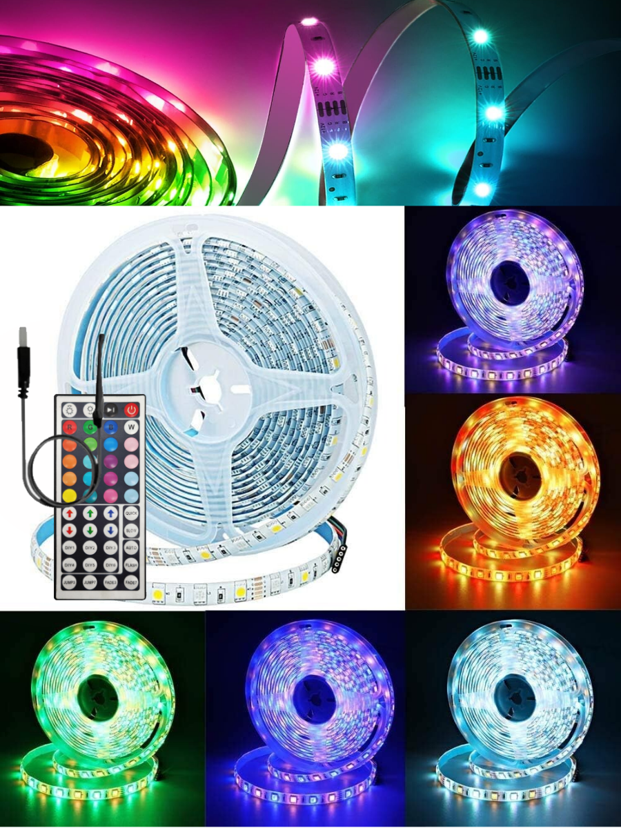 Набор лент светодиодных 15 +15 метров rgb led многоцветная с пультом — фото 1