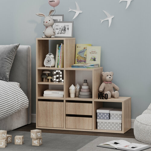 Стеллаж детский для игрушек в детскую деревянный в спальню гостинную СТЖ-410 Сонома 903х300х900 мм 6680₽