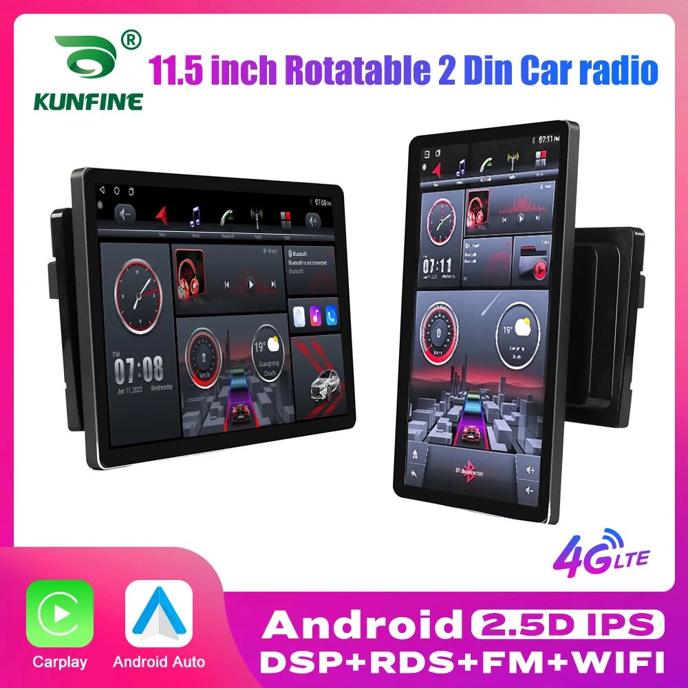 Автомагнитола 2 Din, 11,5 дюйма, поворотный вертикальный экран, Android ...