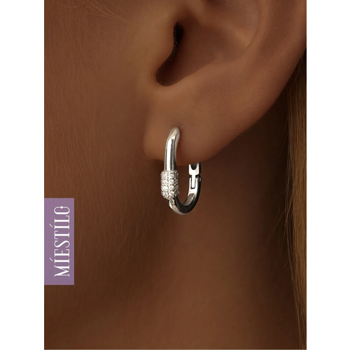 фото Серьги конго miestilo, серебро, 925 проба, родирование, фианит, длина 1.8 см, , серебристый