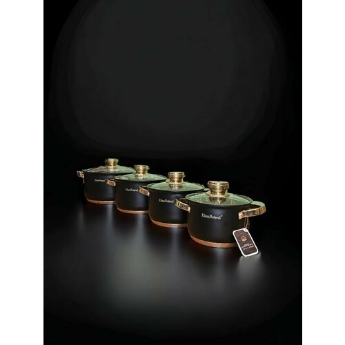 Набор кастрюль Haus Roland из нержавеющей стали,8 предметов, HR131-7