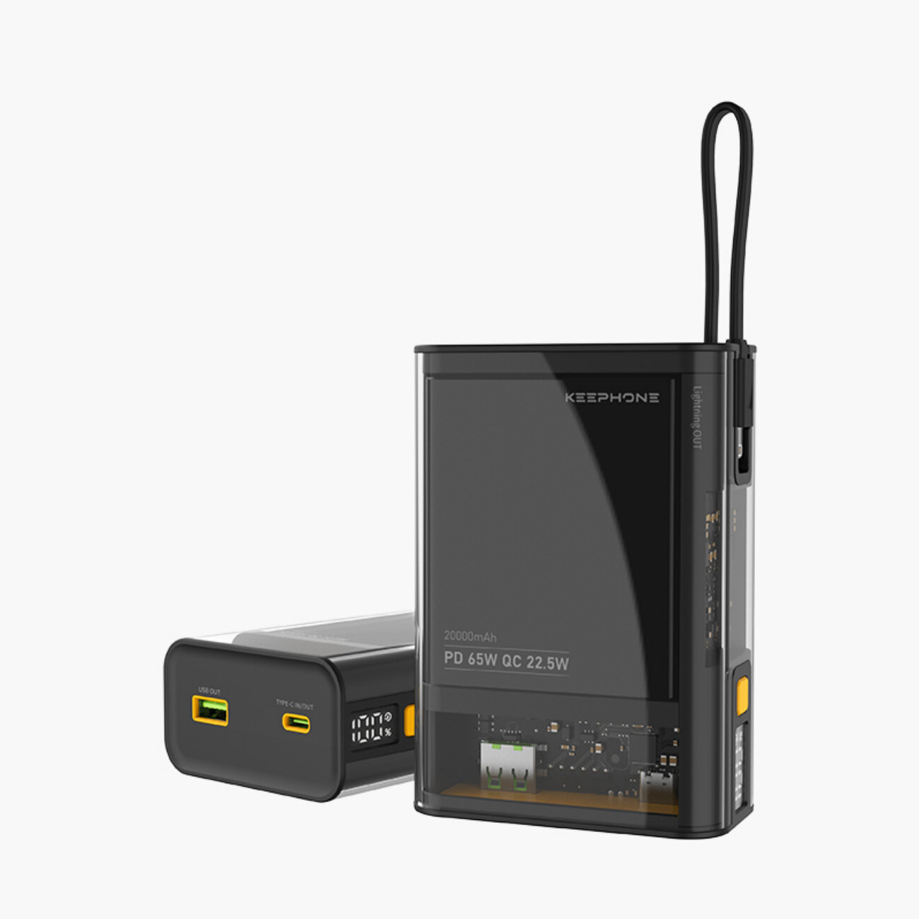 Сверхбыстрый блок питания 20000 мАч KEEPHONE Ultra Fast Оригинальный / Повербанк PD 65W для телефона, iPad, ноутбука, 3 выхода