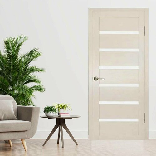 Межкомнатная дверь ECOTECH лиственница белая 600х2000 матовое стекло комплект с погонажом 7980₽