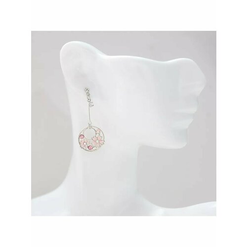 фото Серьги пусеты, эмаль, белый, золотой, розовый, серебряный be self true jewel