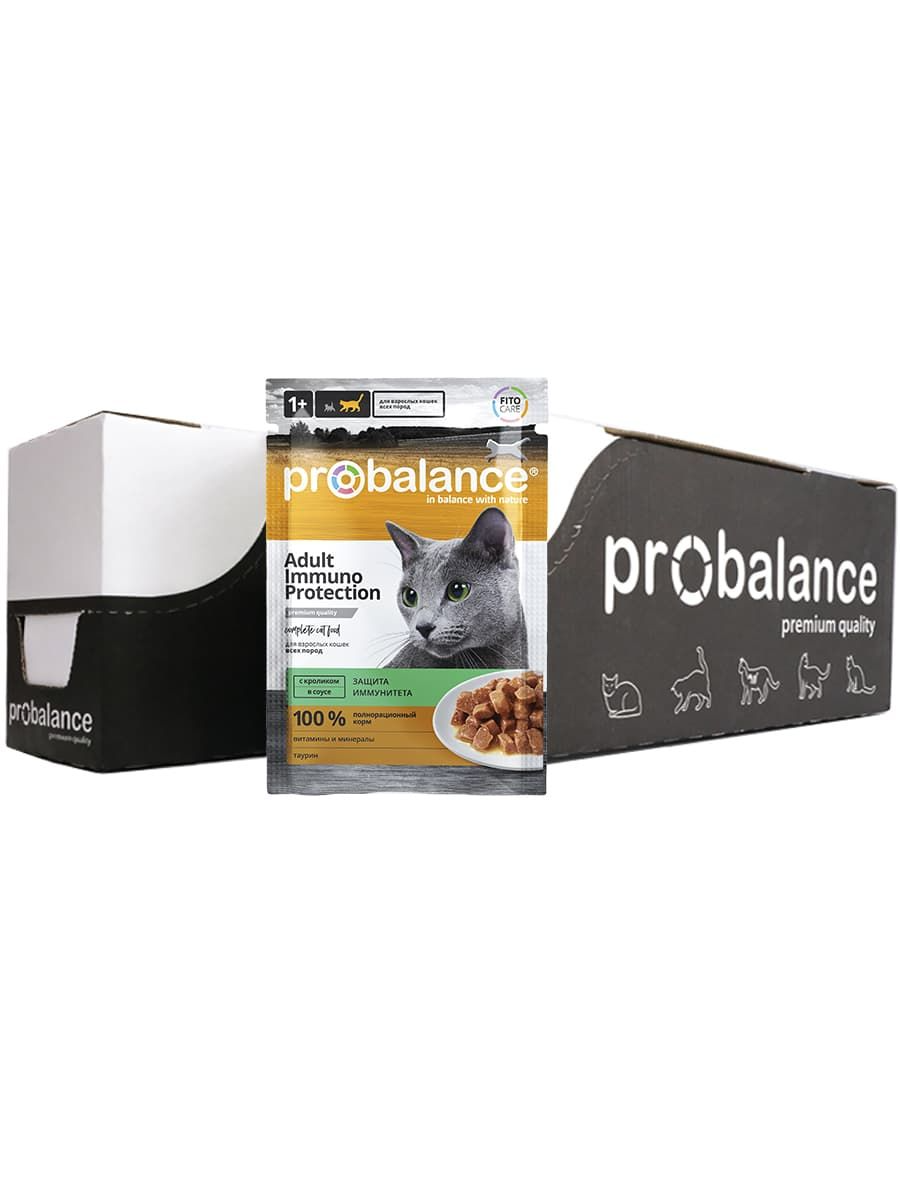 Корм влажный ProBalance Immuno Protection кролик в соусе для поддержания иммунитета взрослых кошек (28шт x 85 г)