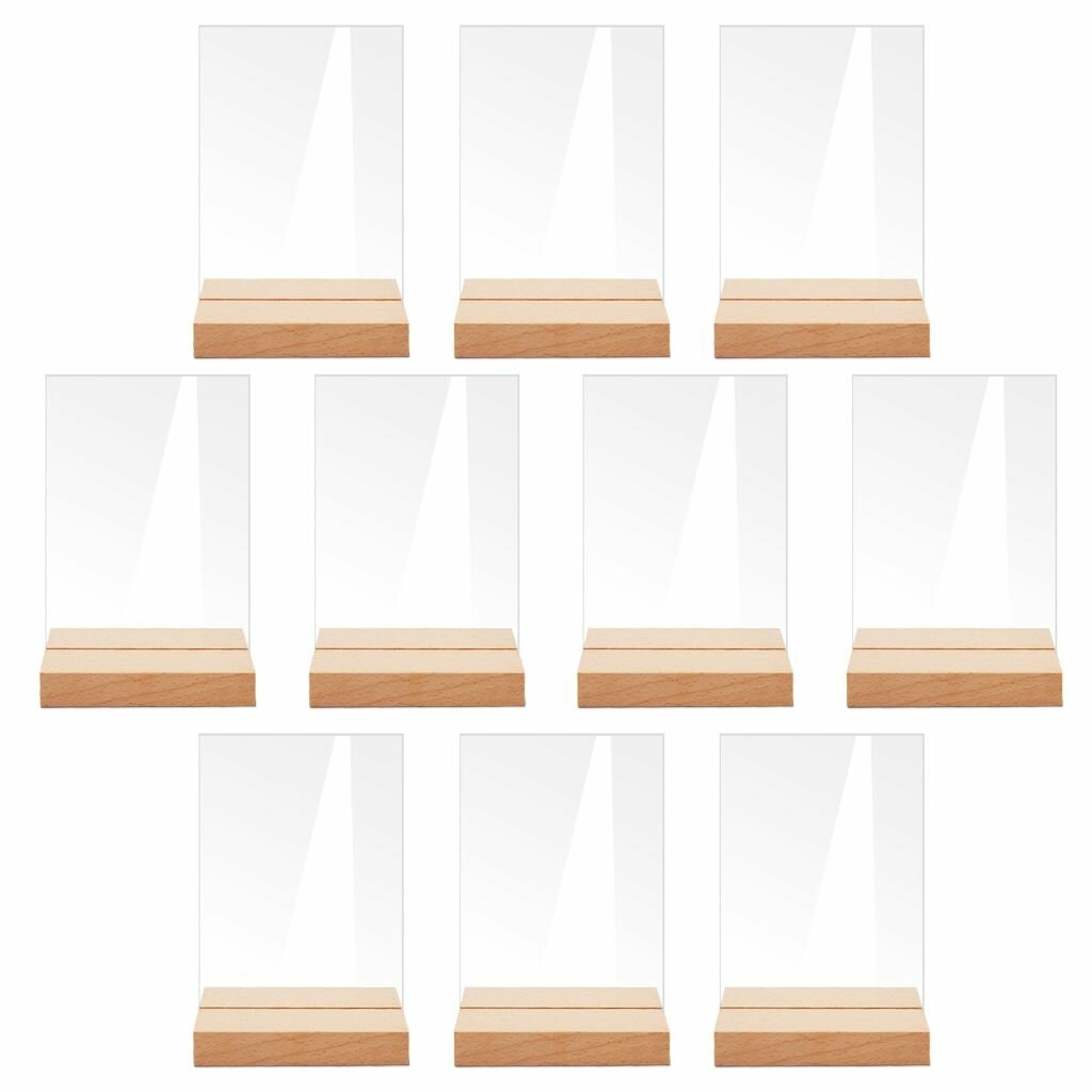 10 шт. Акриловые таблички для номеров столов на свадьбу с деревянной подставкой