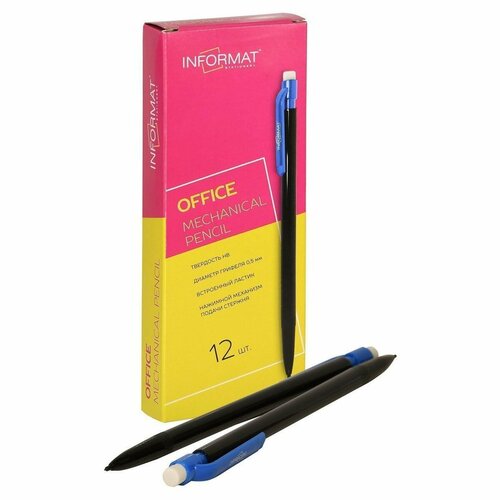 Карандаш механический inформат Офис 05мм НВ с ластиком 1шт 831₽