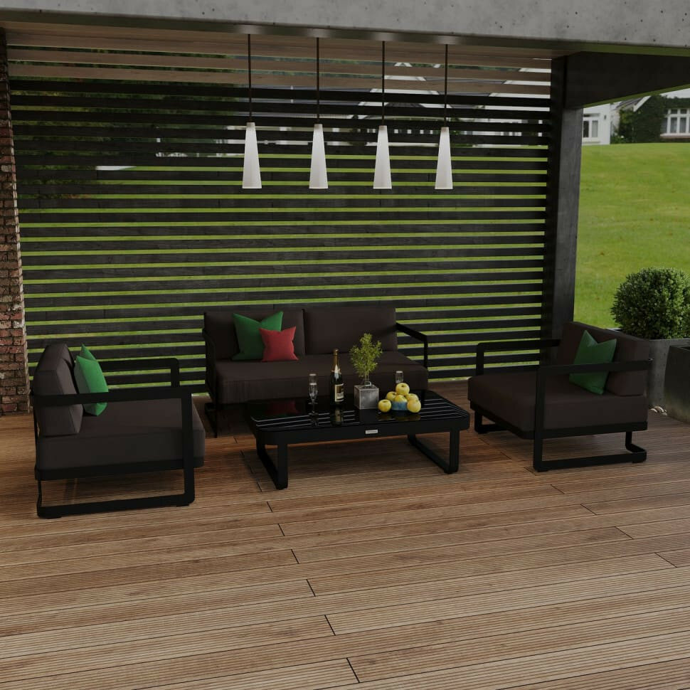 Садовая мебель IDEAL PATIO SILENA, каркас из карбона, 2 кресла и столик, цвет антрацит
