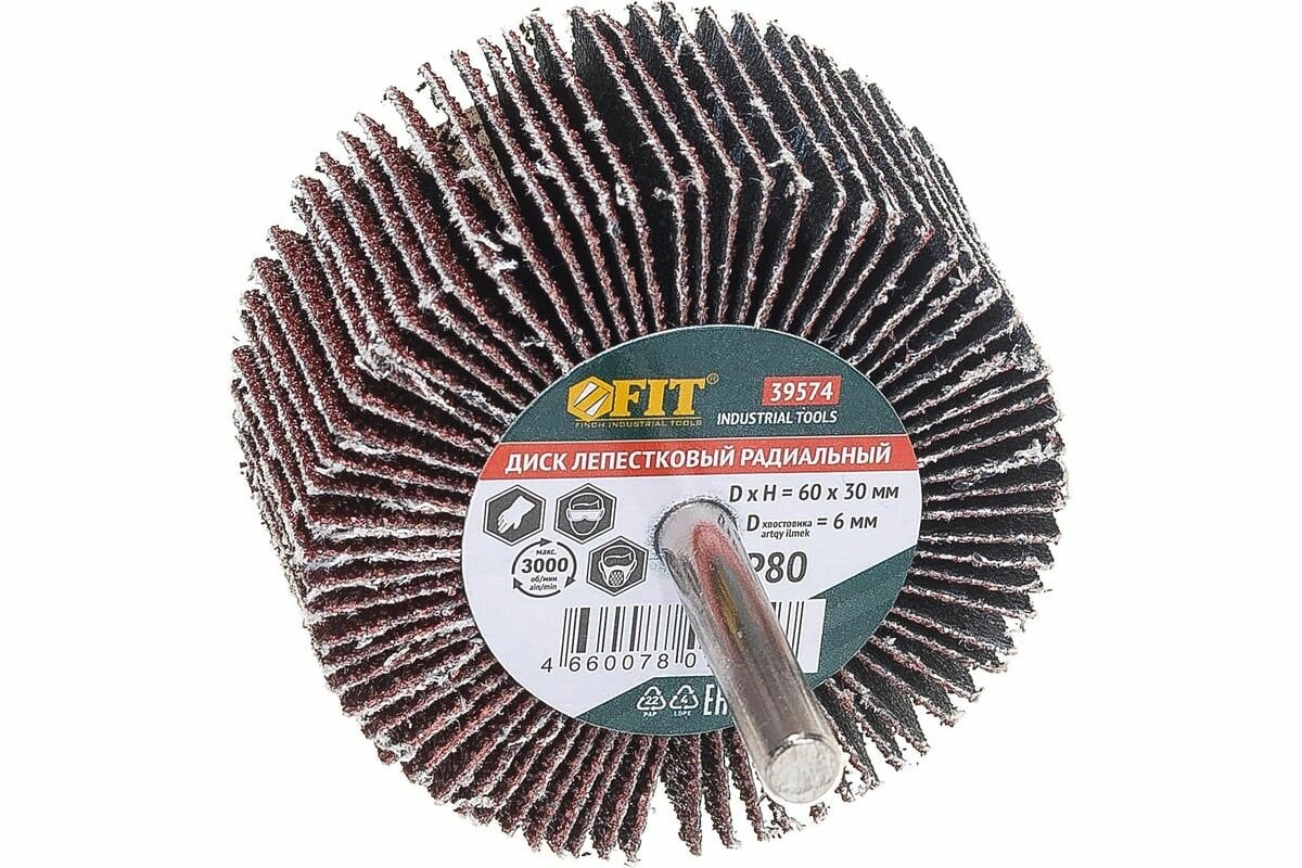 Диск лепестковый радиальный для дрели (60х30 мм; P80) FIT IT 39574