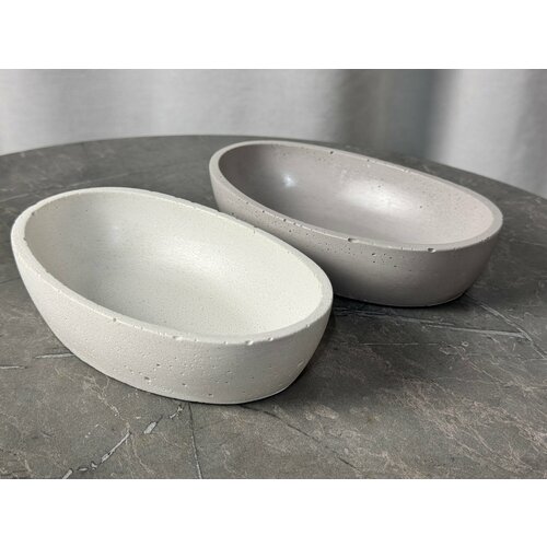 Набор Овальные тарелки - белые и серые из бетона 1098₽