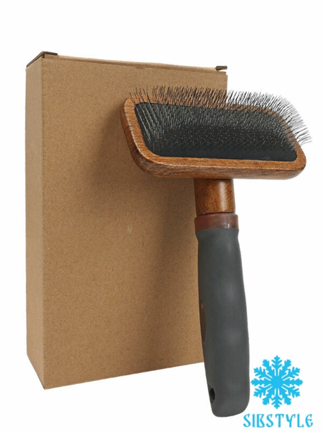 Пуходерка М для кошек и собак пуходерка щетка дерево с мягким кордом (коричневый)