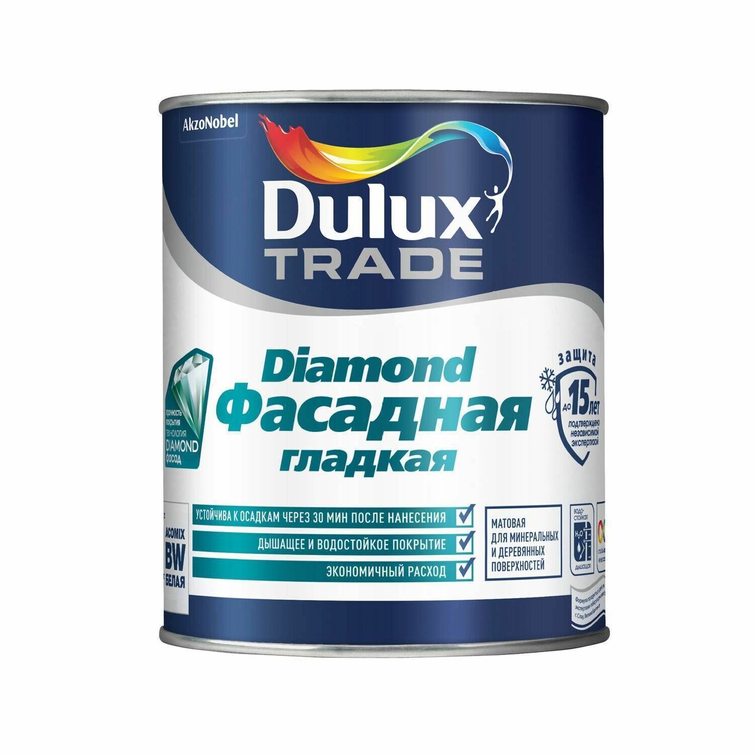 Краска Dulux Professional Diamond Фасадная Гладкая мат BW 1л